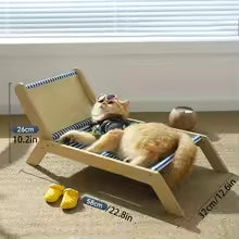 Cat Beach Chair Elevated Cozy Lounger with Sisal Scratcher for Indoor & Outdoor Cats