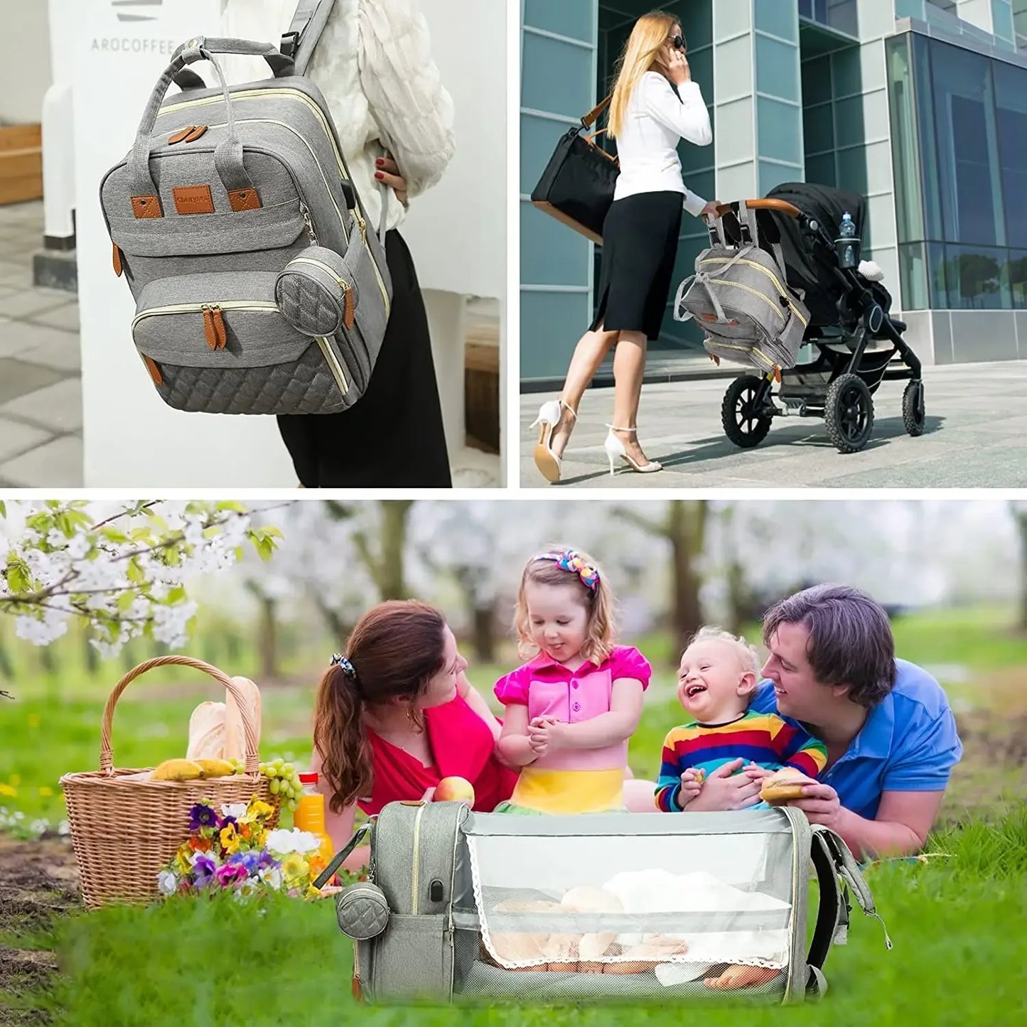 3-in-1 Diaper Bag & Travel Bassinet