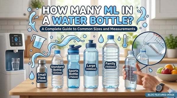 Water bottle size chart showing how many ml are in a water bottle