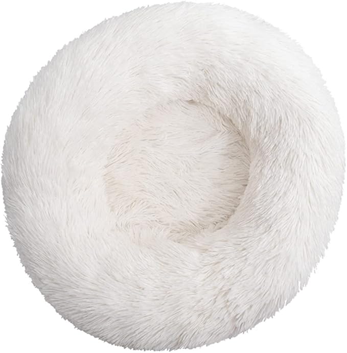 Calming Donut Dog & Cat Bed Anti-Anxiety Fluffy Plush Pet Cushion