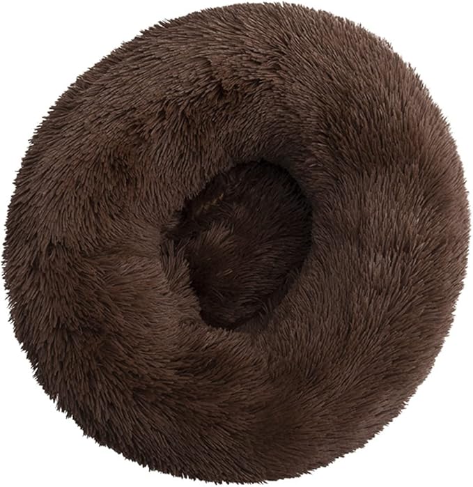 Calming Donut Dog & Cat Bed Anti-Anxiety Fluffy Plush Pet Cushion
