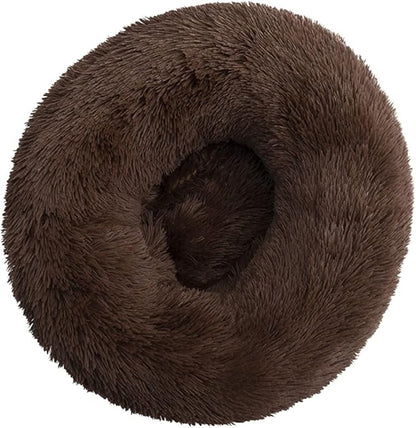 Calming Donut Dog & Cat Bed Anti-Anxiety Fluffy Plush Pet Cushion