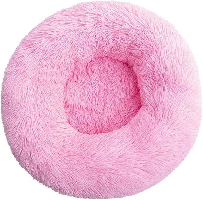 Calming Donut Dog & Cat Bed Anti-Anxiety Fluffy Plush Pet Cushion