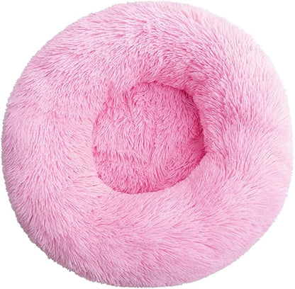 Calming Donut Dog & Cat Bed Anti-Anxiety Fluffy Plush Pet Cushion