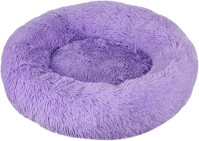 Calming Donut Dog & Cat Bed Anti-Anxiety Fluffy Plush Pet Cushion