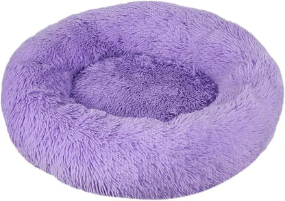 Calming Donut Dog & Cat Bed Anti-Anxiety Fluffy Plush Pet Cushion