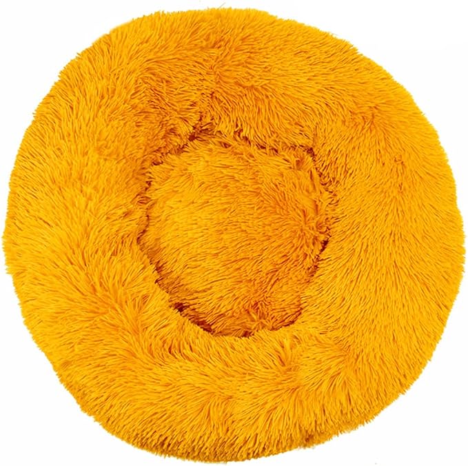 Calming Donut Dog & Cat Bed Anti-Anxiety Fluffy Plush Pet Cushion