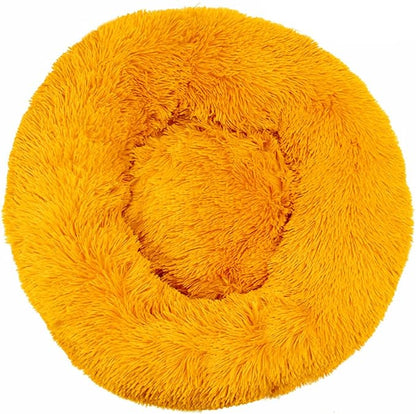 Calming Donut Dog & Cat Bed Anti-Anxiety Fluffy Plush Pet Cushion