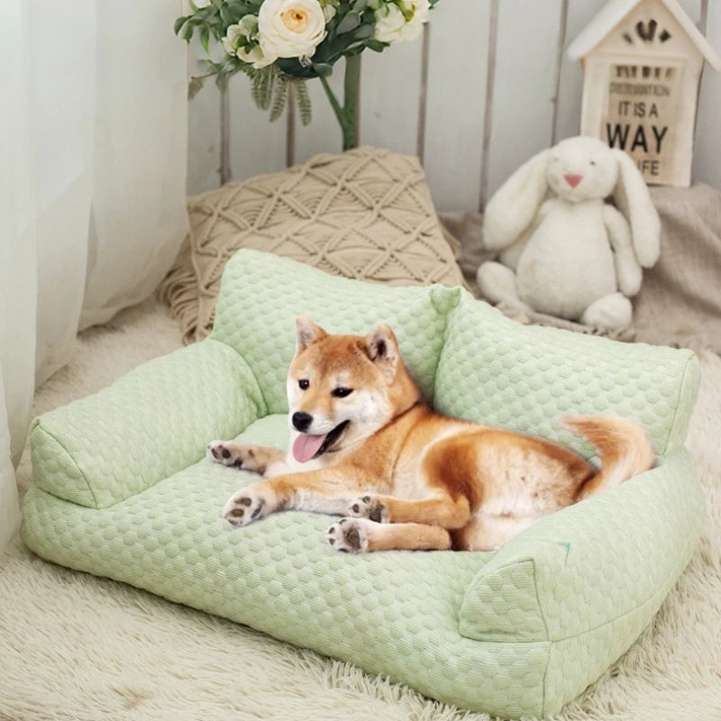 Cooling Dog Bed – Breathable Washable Cotton Pet Bed for Dogs & Cats