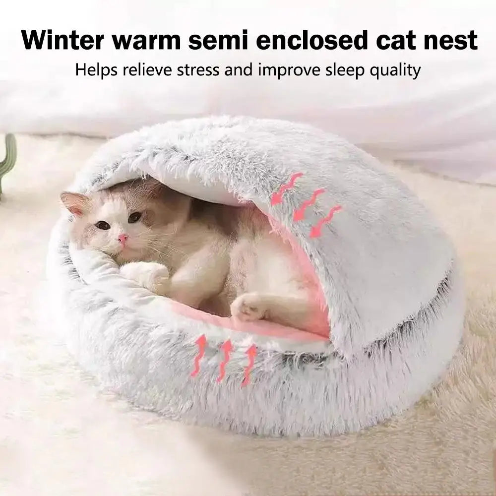 Winter Plush Pet Cat Bed Round Cat Cushion Cat House Warm Cats Basket Pet Sleep Bag Kitten Nest Kennel for Cats Pet Cats