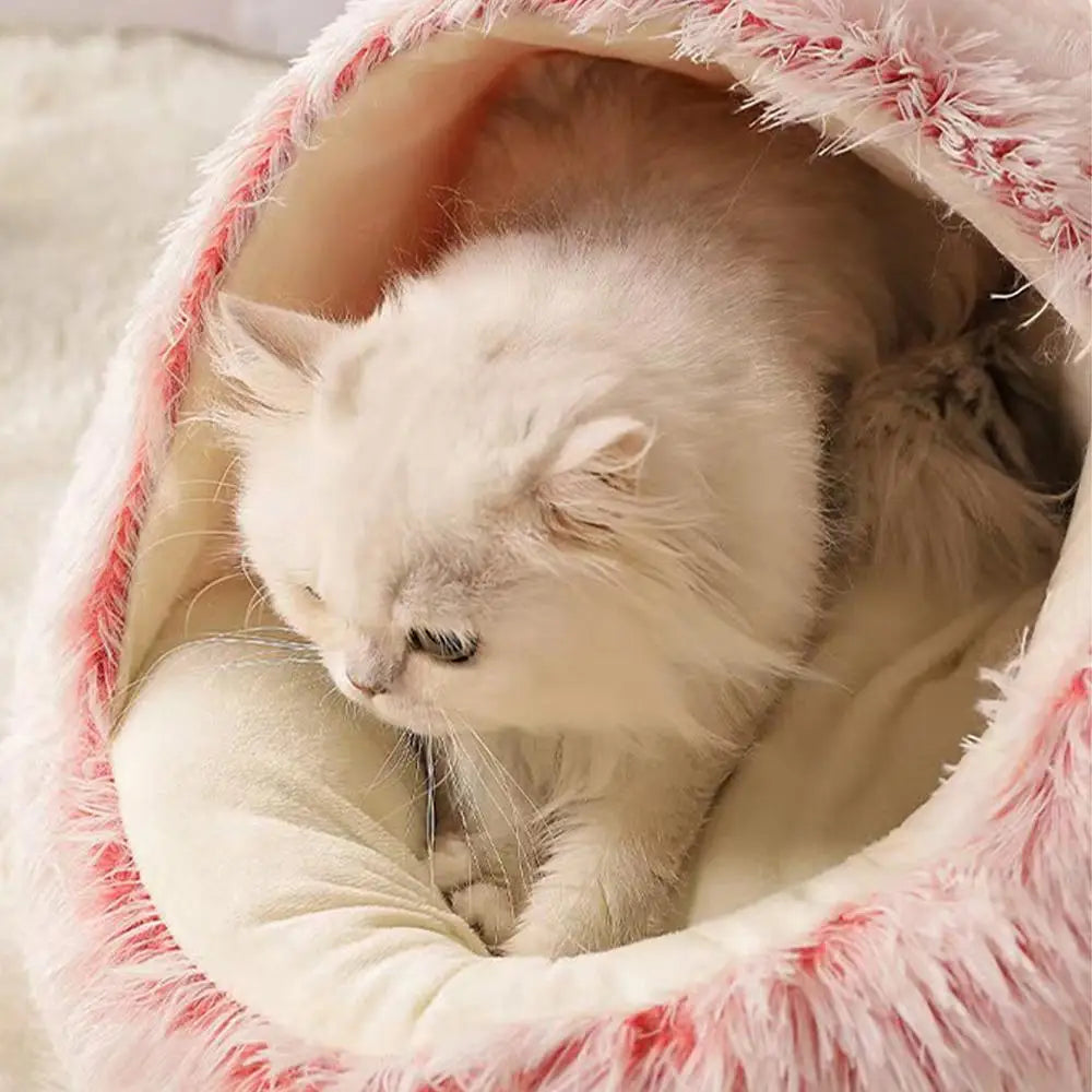 Winter Plush Pet Cat Bed Round Cat Cushion Cat House Warm Cats Basket Pet Sleep Bag Kitten Nest Kennel for Cats Pet Cats