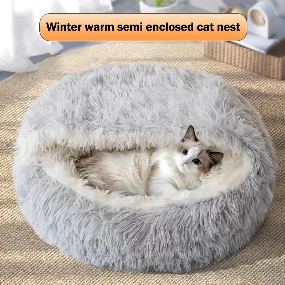 Winter Plush Pet Cat Bed Round Cat Cushion Cat House Warm Cats Basket Pet Sleep Bag Kitten Nest Kennel for Cats Pet Cats