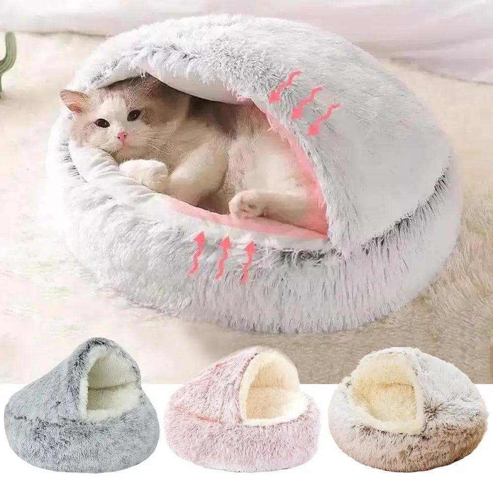 Winter Plush Pet Cat Bed Round Cat Cushion Cat House Warm Cats Basket Pet Sleep Bag Kitten Nest Kennel for Cats Pet Cats