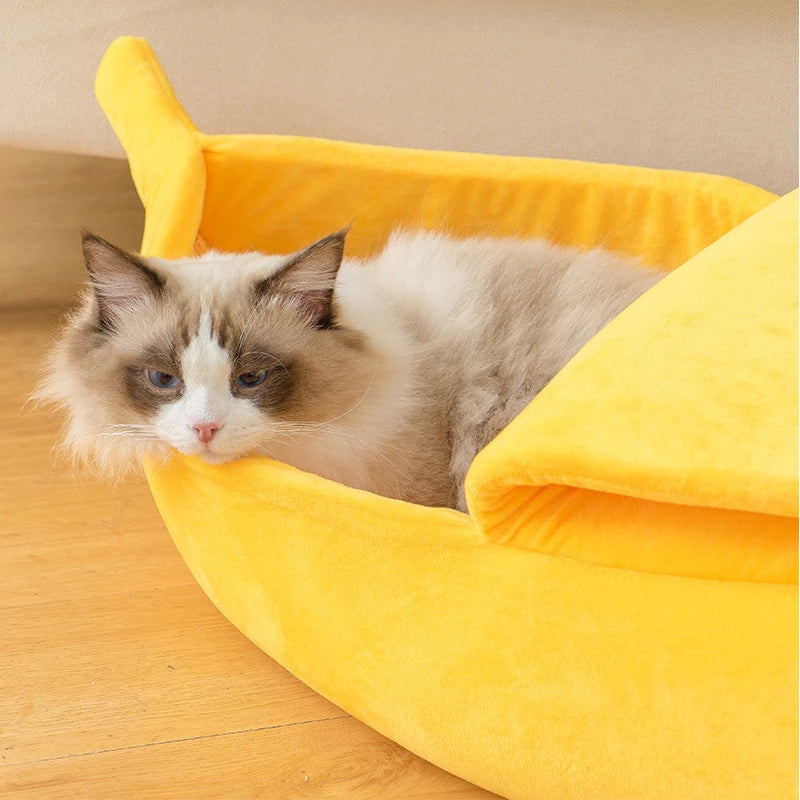banana-cat-bed-cute-plush-banana-pet-house-for