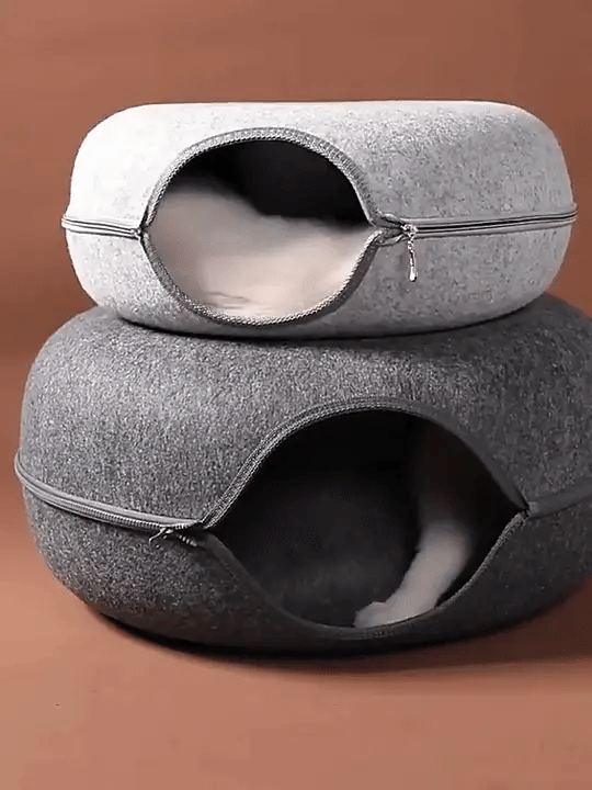 Cozy Donut Cat Tunnel Bed for Indoor Cats