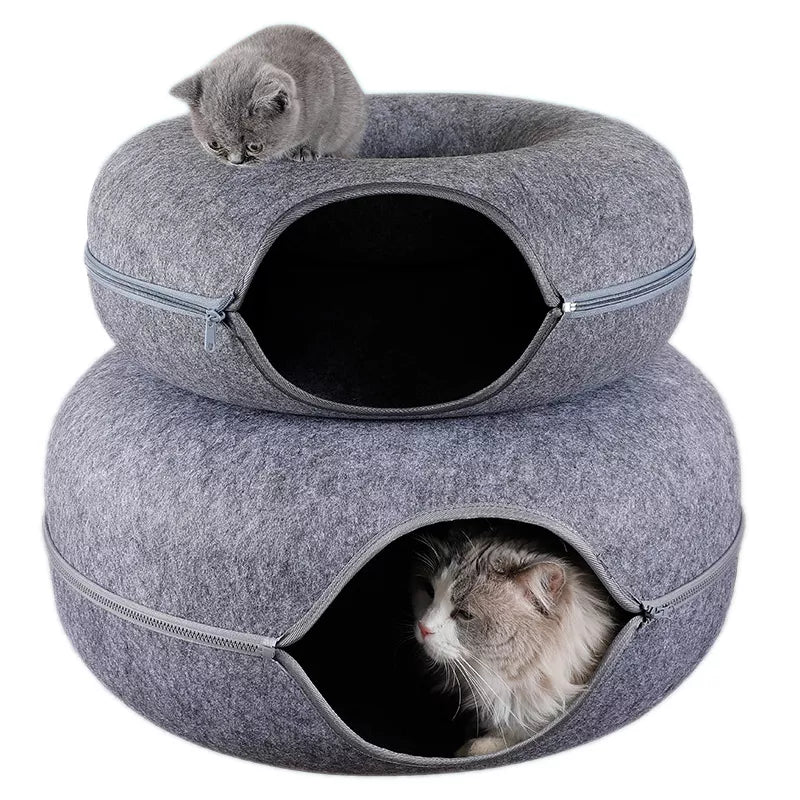 comfortable-cat-tunnel-bed-in-grey-color-three
