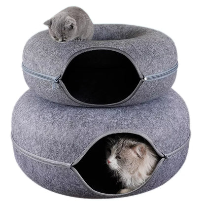 comfortable-cat-tunnel-bed-in-grey-color-three