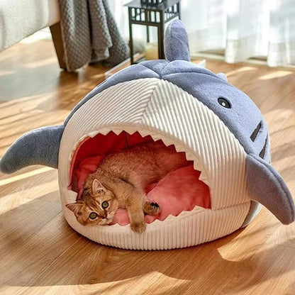 shark-cat-bed-cute-cozy-cat-cave-bed-for-indoor-cats-and