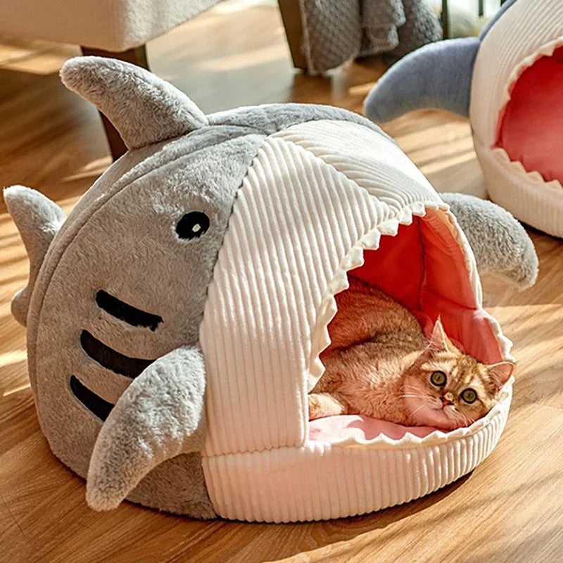 shark-cat-bed-cute-cozy-cat-cave-bed-for-indoor-cats