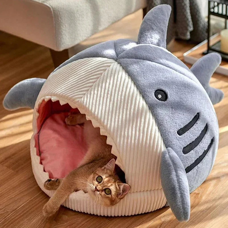 shark-cat-bed-cute-cozy-cat-cave-bed-for