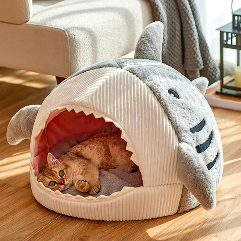 shark-cat-bed-cute-cozy-cat