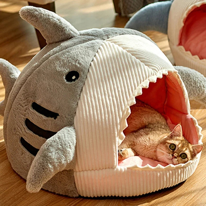 shark-cat-bed-cute-cozy
