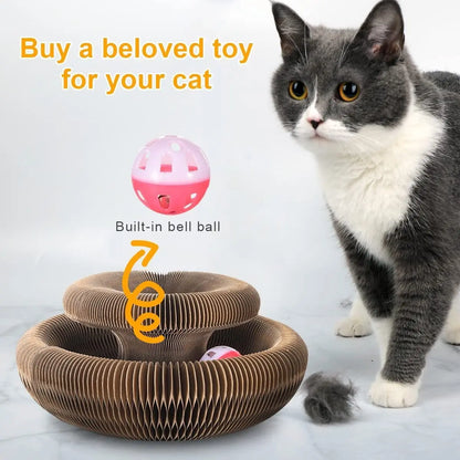 twisty-paws-round-cat-scratcher-with-ball-toy-four